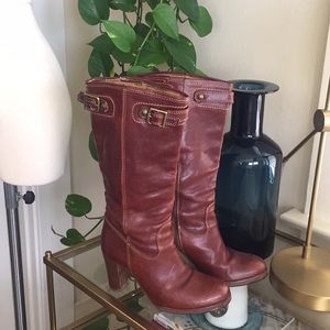 Coach cognac leather boots